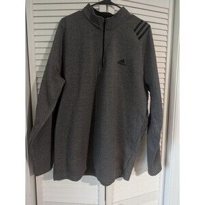 Adidas Mens Golf Poly Fleece 1/4 Zip Pullover Heather Gray